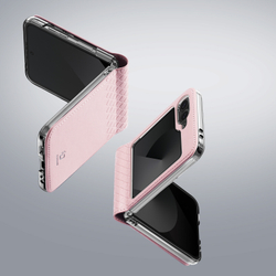 Чехол из кожи розового цвета от Dux Ducis для Samsung Flip6 и Flip7 FE (W25), серия Bril Series Case