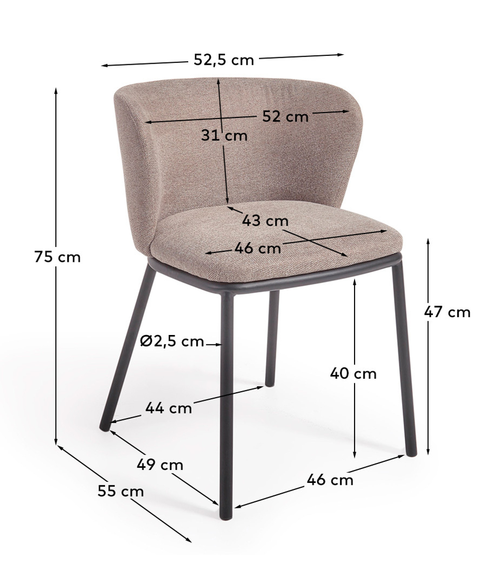 Ciselia Стул из синели светло-коричневого цвета и черной стали