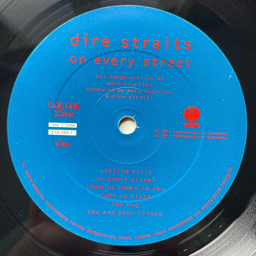 Винтажная виниловая пластинка LP Dire Straits On Every Street (Нидерланды 1991)