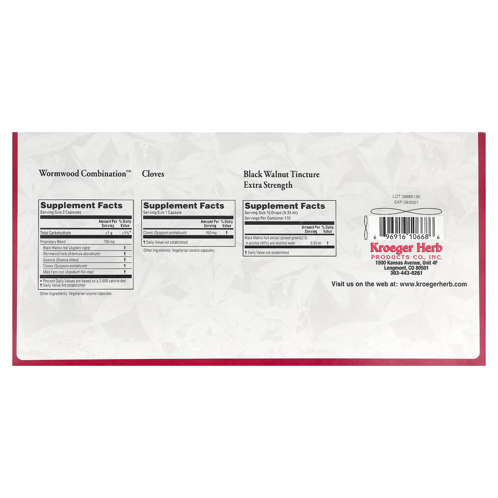 Kroeger Herb Co, набор с полынью, набор из 5 флаконов