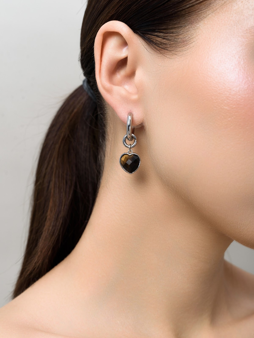 Серьги "Whale Amour" silver тигровый глаз