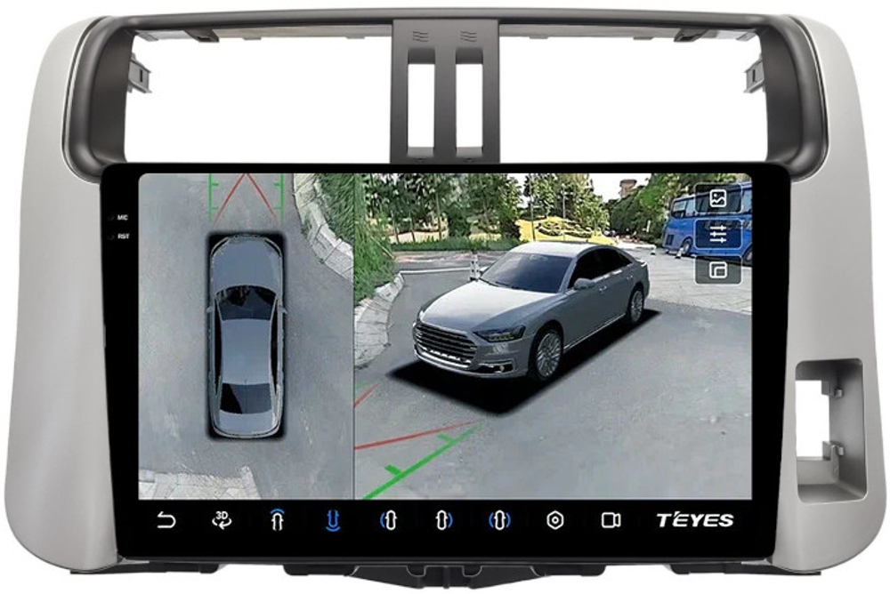 Магнитола для Toyota Land Cruiser Prado 150 2009-2013 (правый руль) - Teyes CC3-2K-360 на Android 10, 2K QLED, 6Гб+128Гб, CarPlay, 4G SIM-слот, 4 камеры в комплекте