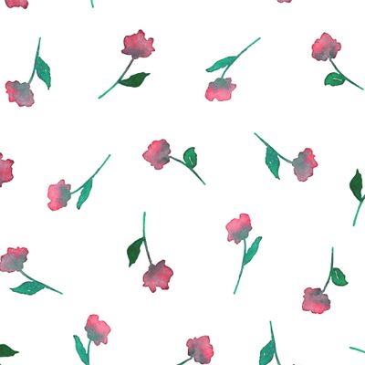 Цветочная поляна на белом фоне