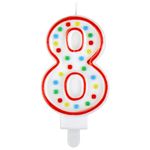 Свеча-цифра для торта "8" ДВУСТОРОННЯЯ с конфетти, 8,5 см, ЗОЛОТАЯ СКАЗКА, держатель, блистер, 591401