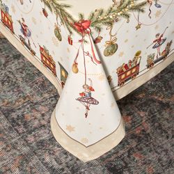 СКАТЕРТЬ "ЩЕЛКУНЧИК" 160Х220СМ БЕЖЕВЫЙ,100% ХЛОПОК,ТВИЛ