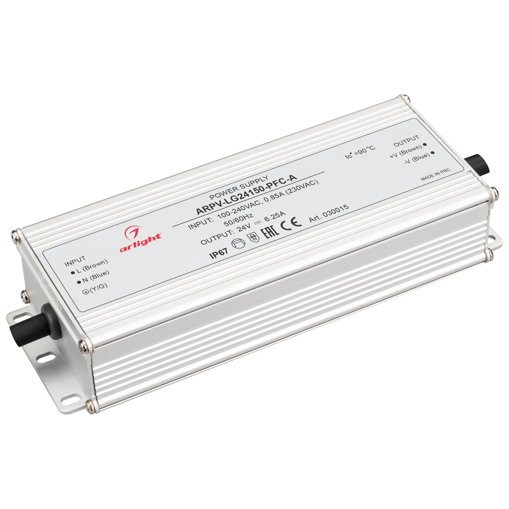 Блок питания ARPV-LG24150-PFC-A (24V, 6.25A, 150W) (Arlight, IP67 Металл, 5 лет) 030015