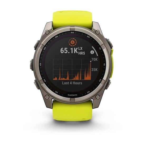 Умные часы Garmin Fenix 8, 51 мм, Solar, Sapphire Titanium with AMP yellow/graphite silicone band