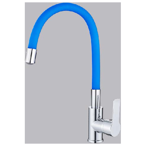 Смеситель для кухни 35к HB70112-4 HAIBA гибкий излив, б/отв боковая,СИНИЙ/ХРОМ