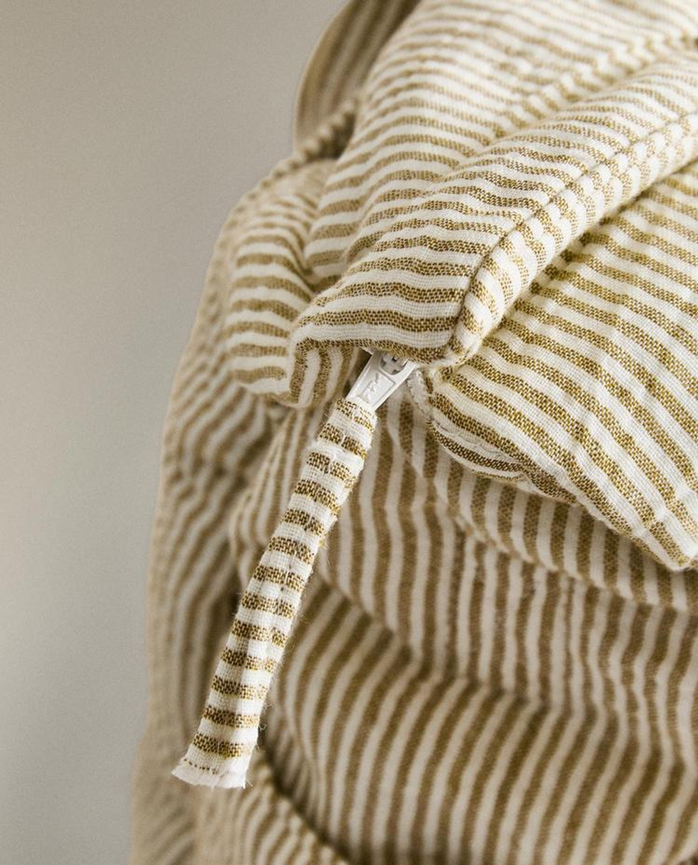 ZARA HOME ХЛОПКОВАЯ СУМКА В ПОЛОСКУ, ЗЕЛЕНЫЙ