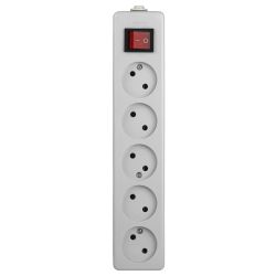 Колодка ЭРА K-5s 5 розеток без зазeмления с выключателем белая