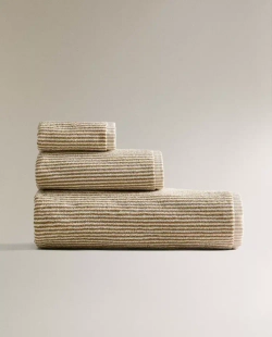 ZARA HOME БАННОЕ ПОЛОТЕНЦЕ В ПОЛОСКУ, ЗЕЛЕНЫЙ