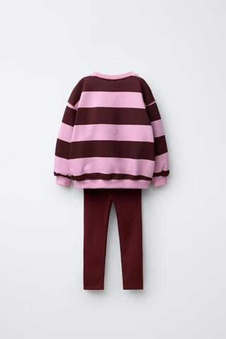 ZARA КОМПЛЕКТ ИЗ ТОЛСТОВКИ В ПОЛОСКУ И ЛЕГГИНСОВ HELLO KITTY © SANRIO, РОЗОВЫЙ