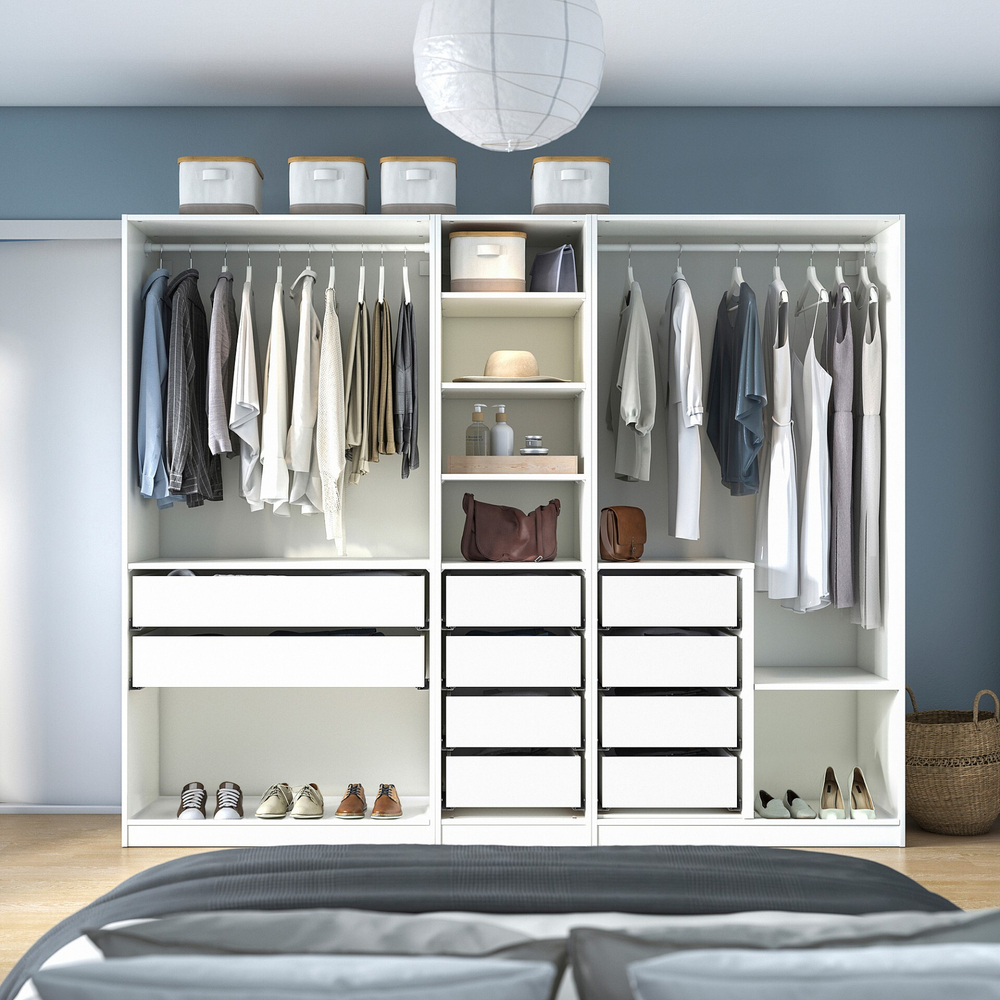 Гардероб PAX IKEA (комбинация) с 10 ящиками 250x58x201 см (белый) 250*58*201 см, Белый   Фиеста