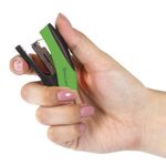 Степлер №10 МИНИ BRAUBERG "Soft", до 12 листов, с резиновой накладкой и антистеплером, черно-зеленый, 226858