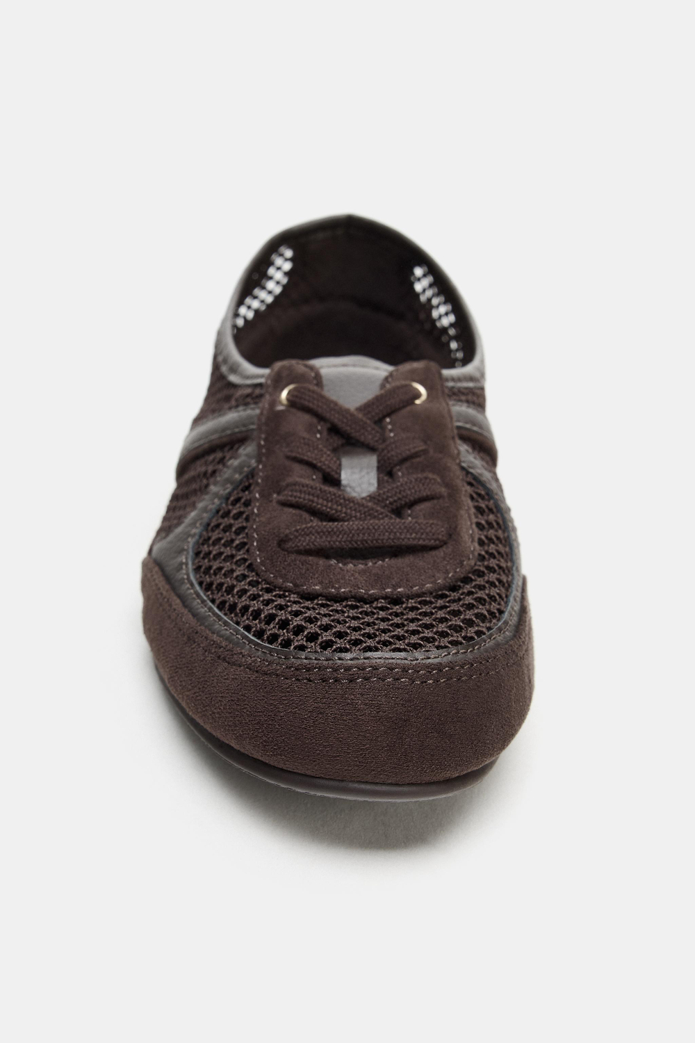 ZARA КРОССОВКИ ИЗ СЕТЧАТОЙ ТКАНИ, КОРИЧНЕВЫЙ