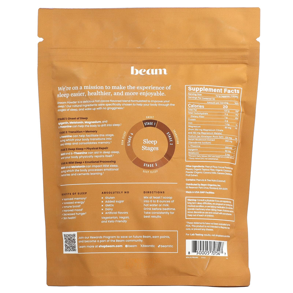 Beam, Dream, шоколад с арахисовой пастой, 216 г (7,62 унции)