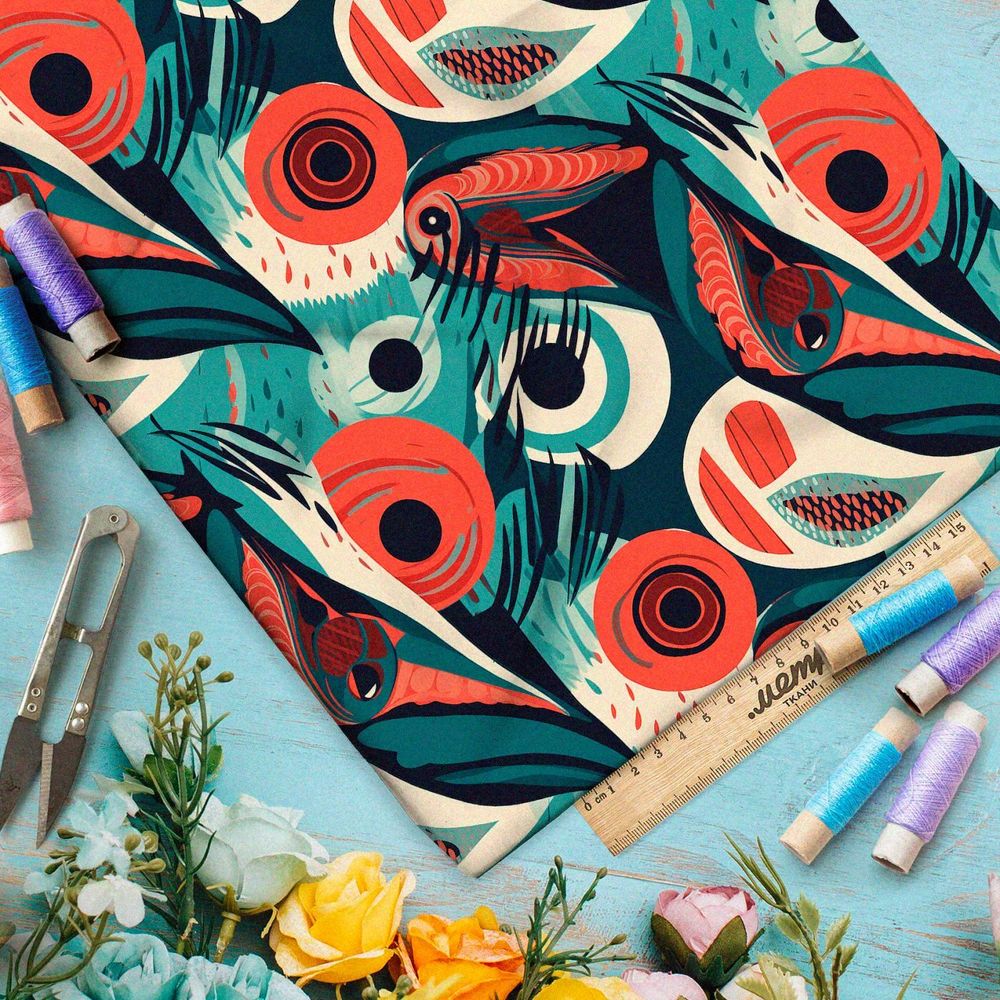 Ткань премиум шифон эффектный графити