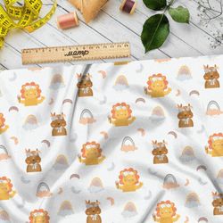 Ткань таффета зверята в облаках