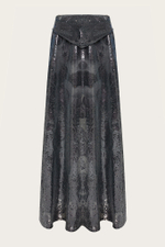 Вечерний темно-серый кейп в пайетках с капюшоном