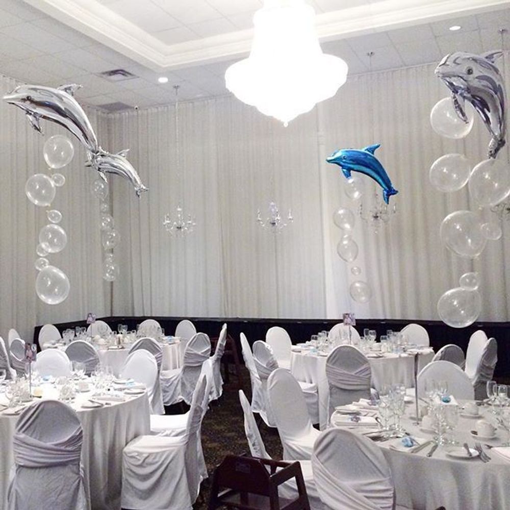 Шар (37"/94 см) Фигура, Дельфин фигурный, синий 1 шт.