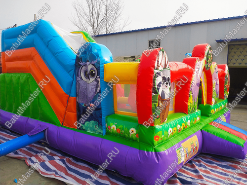 Коммерческий надувной батут "Царство зверей 3", 5x5x2.8 м