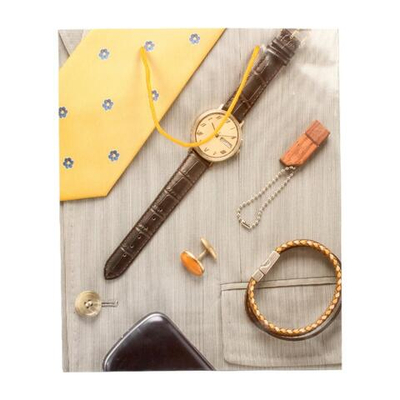 Пакет подарочный "Man" 28*34*9 см, ручки-шнурок, 4 цвета микс