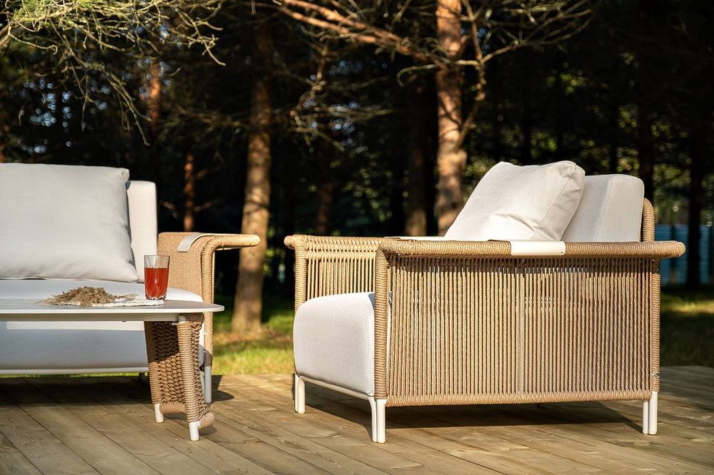 "Мальдивы" лаунж-зона из искусственного ротанга, цвет соломенный