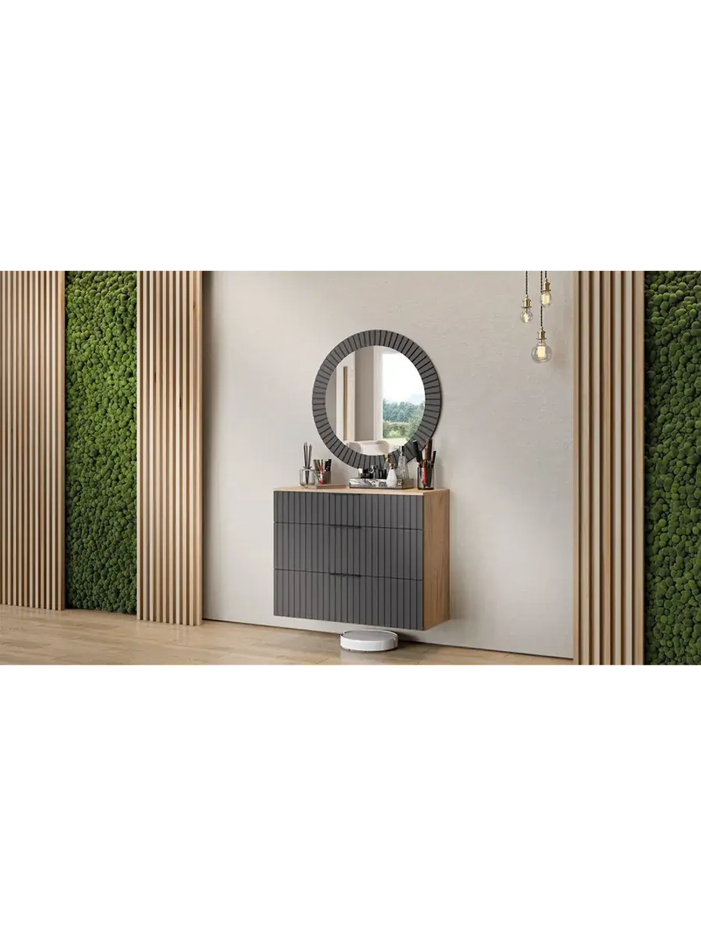 Прихожая с зеркалом Дуб Крафт золотой 100х43х170