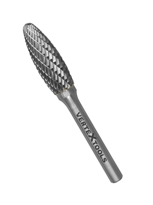 БОРФРЕЗА ПО МЕТАЛЛУ ТВЕРДОСПЛАВНАЯ, ЭЛИПСОБРАЗНАЯ, ТИП H, 12мм VERTEXTOOLS