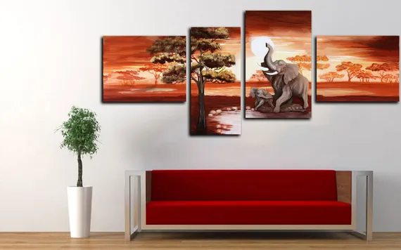 Модульная картина "Слоны в Африке"