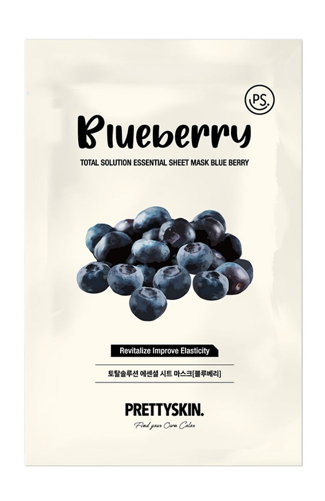 Тканевая маска с экстрактом черники PRETTYSKIN Total Solution Essential Sheet Mask Blueberry