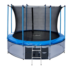 Батут i-jump 12ft (3,66м) blue с нижней сетью и лестницей