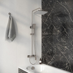 Душевая стойка Grossman Style 500.K35.05.120 с верхним душем,ручной лейкой и смесителем, брашированный никель,1 место