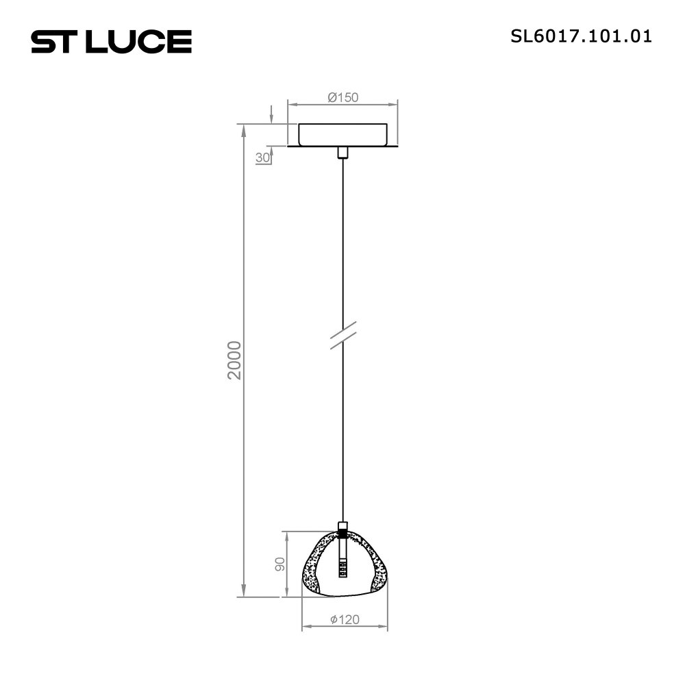 SL6017.101.01 Светильник подвесной ST-Luce Хром/Прозрачный с пузырьками воздуха LED 1*3W 3000K