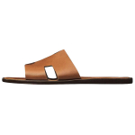 Hermes Lzmere set wear flat-bottomed round head fashion sandals men's brown, H041141Z H03