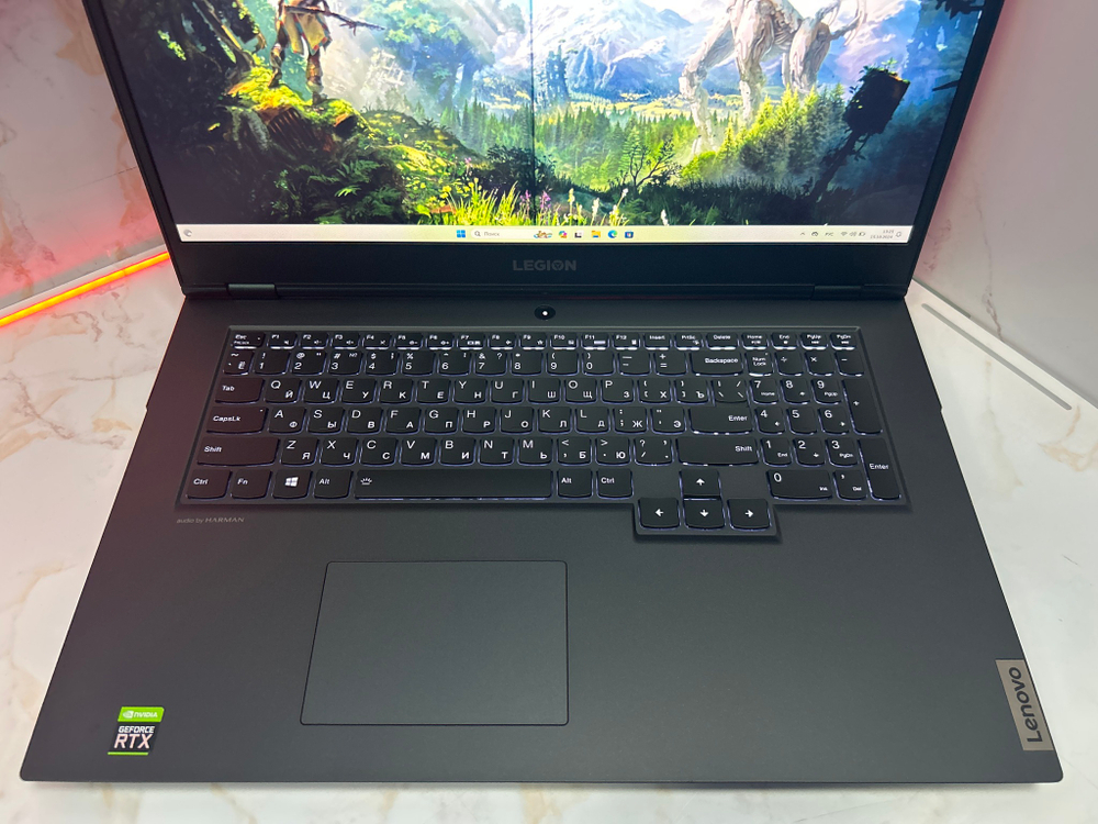 Ноутбук Lenovo Legion 5-17IMH05H. CPU: Intel Core i7-10750H, RAM: 16 ГБ, SSD: 512 ГБ, GPU: nVidia GeForce RTX 2060 6 ГБ, OS: Free DOS, LCD: 17.3"/1920x1080 пикс. 144 Hz