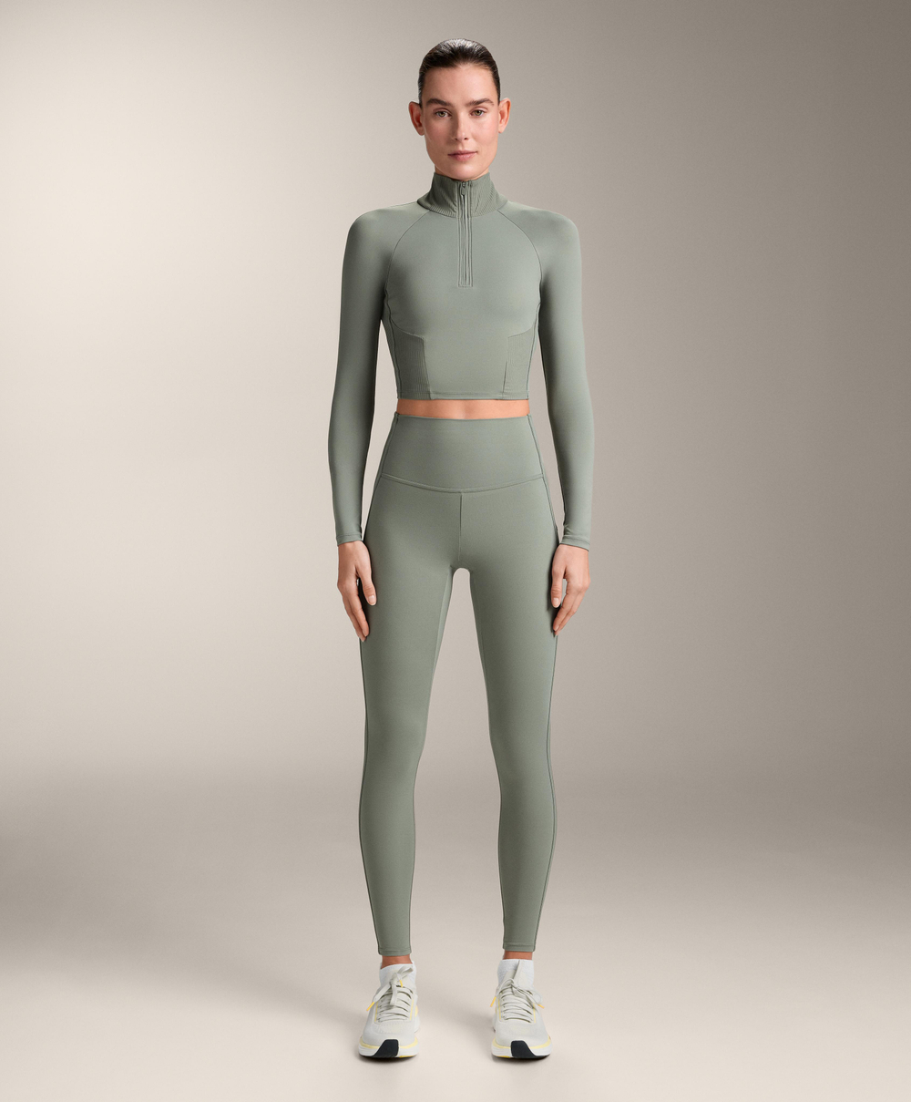 Oysho Лонгслив Comfortlux Rib, серый хаки