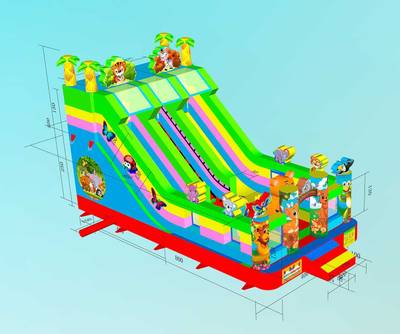 Коммерческий надувной батут «Звериная команда 3», 8*4*5 м