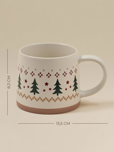 Кружка «Новый год.Ёлочки», 430 мл, фарфор, бежевая