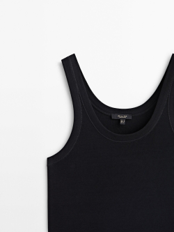 Massimo Dutti Топ из 100% хлопка с бретелями, черный