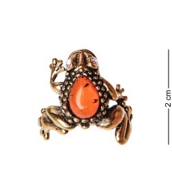 AM-2674 Кольцо «Лягушка» (латунь, янтарь)