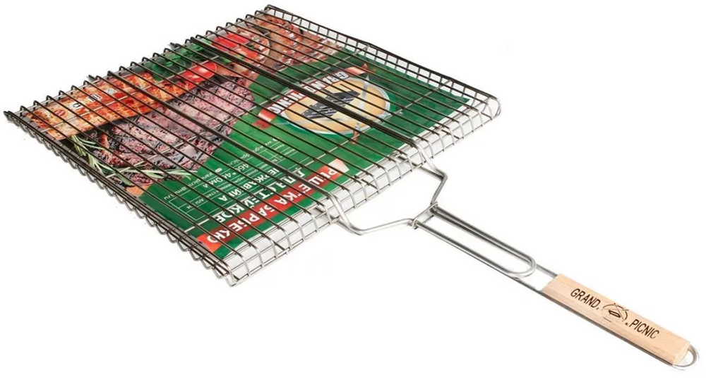 Барбекю решетка нержавейка, для стейков (GRAND PICNIC) 460х460мм.