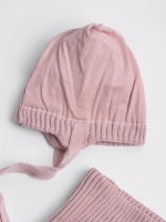 Шапка и снуд для девочки с ушками на завязках