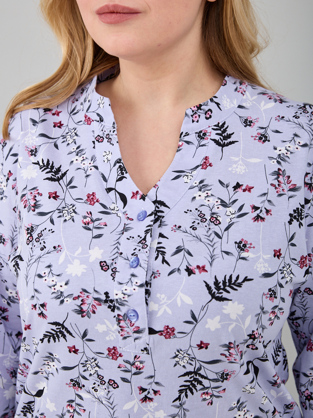 Блузка БЛ-22/голубой-цветыветочка