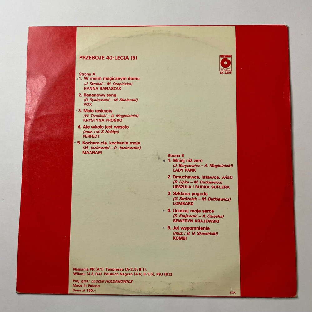 Винтажная виниловая пластинка LP Сборник Przeboje Хиты 40 lecia 5 (Польша 1984)