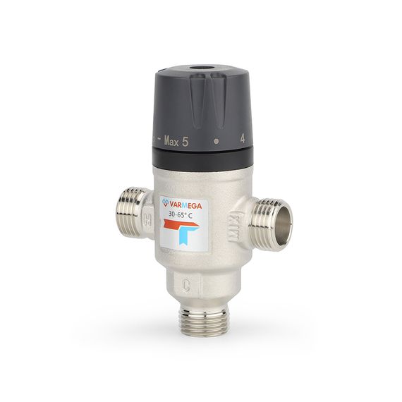 Клапан смесительный термостатический Varmega НР 1/2&quot; 30-65С KV 1,6 боковое смешение 39592
