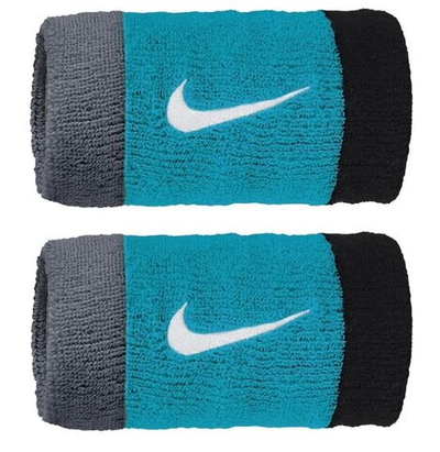 Напульсник теннисный Nike Swoosh Doubl -Wide Wristbands - cool grey/teal nebula/black
