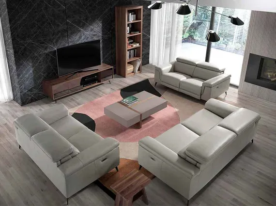 Трехместный диван с реклайнером Angel Cerda 5319-3P, серая кожа