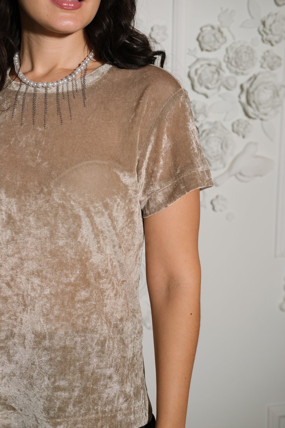 Футболка из бархатной сетки