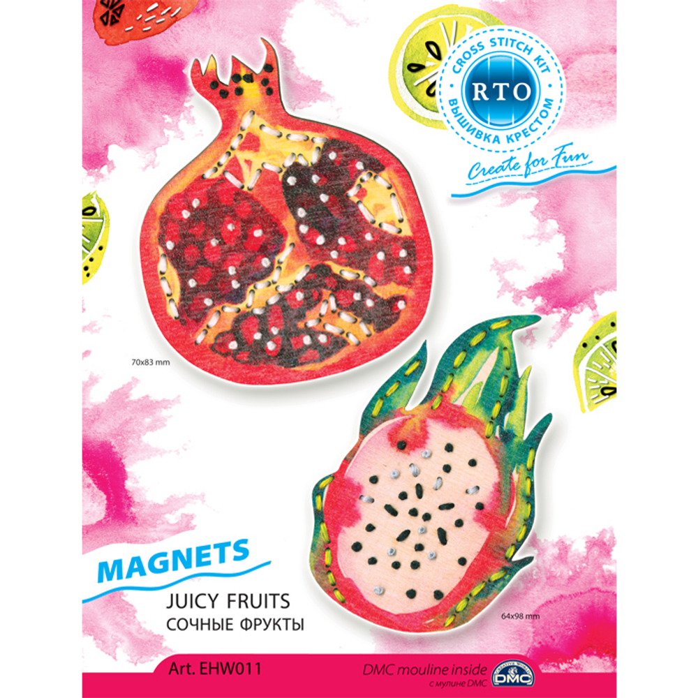 Название по-английски:	Juicy fruits¶Название по-русски:	Сочные фрукты¶Размер кадра, см:	7*8.3; 6.4*9